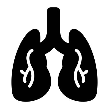 İnsan solunum organı, akciğer simgesi düz tasarım. 