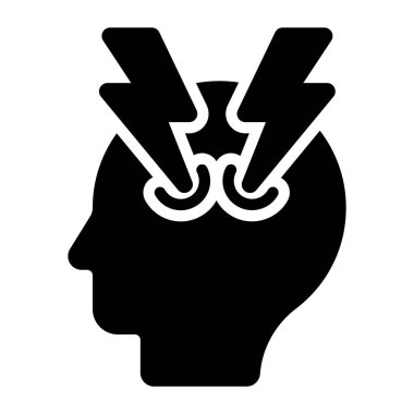 Düz stil ve beyin gücüyle zihinsel enerjinin simge tasarımı 