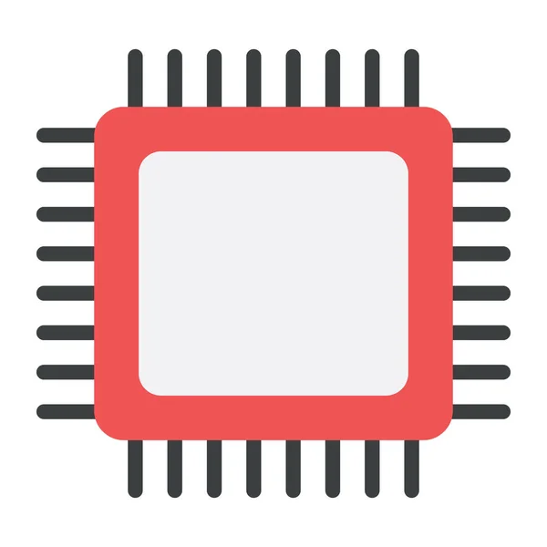 Ikona Procesora Mikroprocesorowa Konstrukcja Wektora Płaskiego — Wektor stockowy
