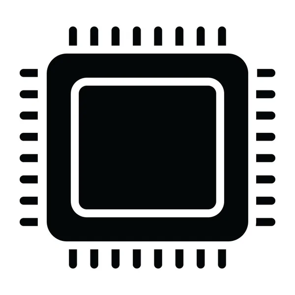 Processor Chip Icoon Microchip Platte Vector Ontwerp — Stockvector