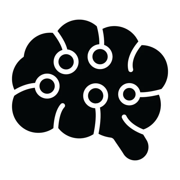 Icône Plate Cerveau Artificiel Vecteur Concept Réseau Neuronal — Image vectorielle