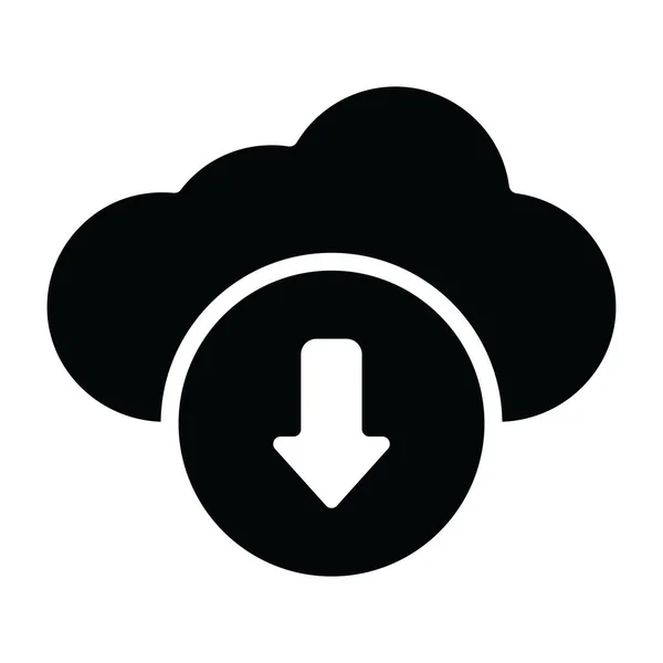 Nube Con Flecha Dirección Descendente Diseño Plano Del Icono Descarga — Vector de stock