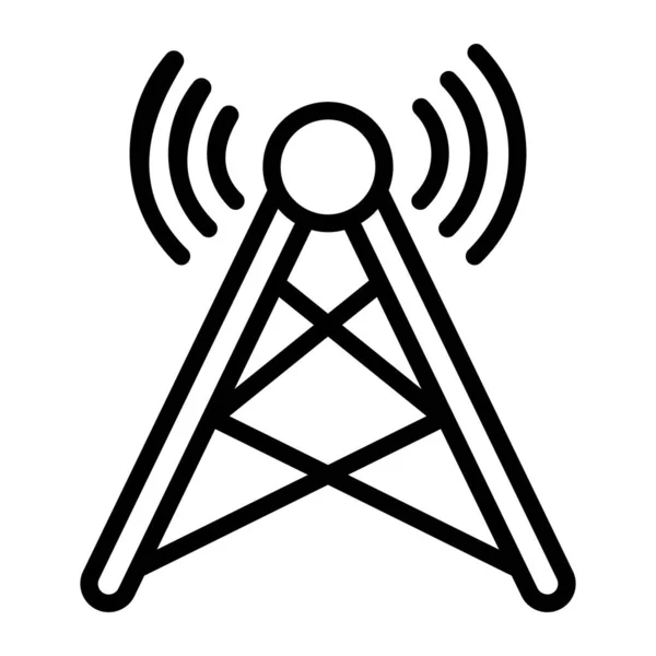 Wireless Internet Signal Tower Flat Icon Design — Stock Vector