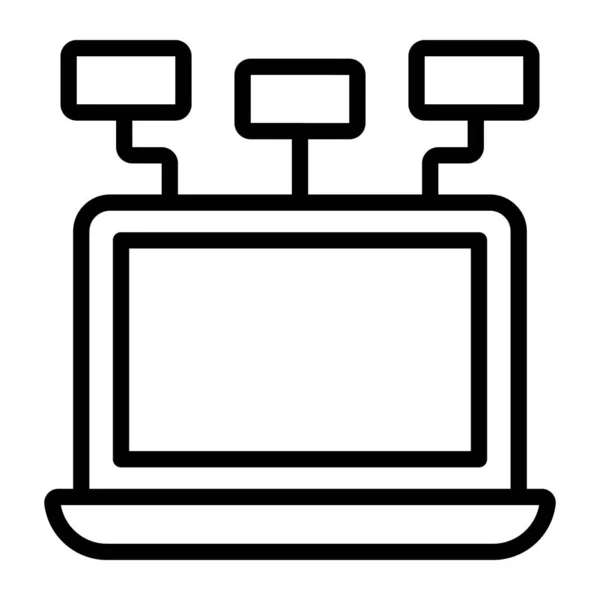 Laptop Met Netwerkknooppunten Die Client Server Hosting Concept Presenteren — Stockvector