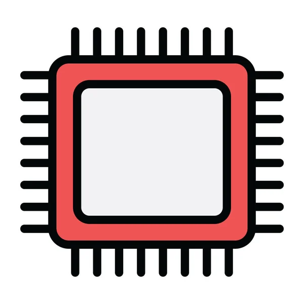 Ikona Procesora Mikroprocesorowa Konstrukcja Wektora Płaskiego — Wektor stockowy