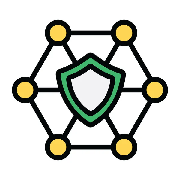 Escudo Dentro Rede Nós Mostrando Conceito Ícone Rede Segurança —  Vetores de Stock