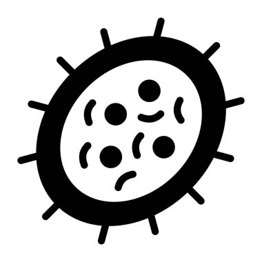 Düz dizayn edilmiş bir biyolojik hücre simgesi, mikroorganizma vektörü 