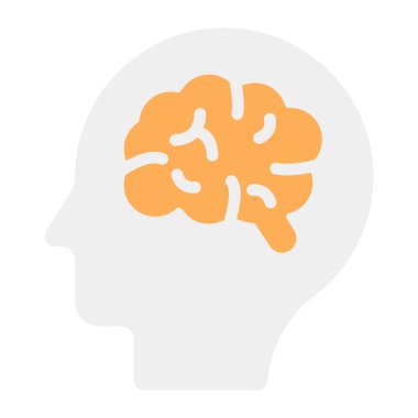 İnsan beyni sinirsel yapısı, düz simge 