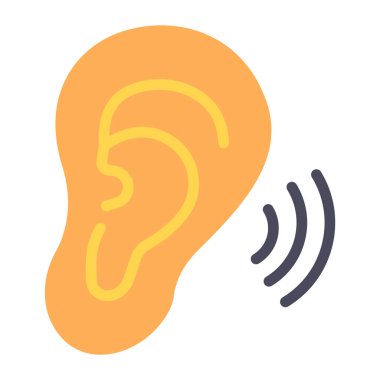 Kulak organı simgesinin modaya uygun düz tasarımı