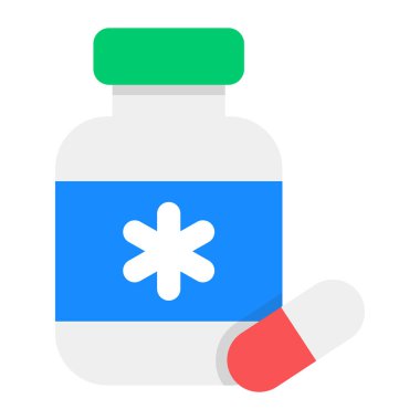 Düzenlenebilir düz biçimli hap kavanozu vektörü 