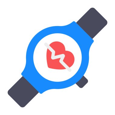 Düzenlenebilir düz stil, sağlık hizmetleri saatinde smartwatch 'in simge tasarımı