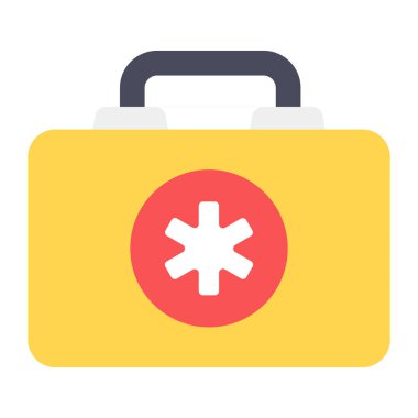 İlk yardım kutusu düz simge, tıbbi malzeme vektörü 