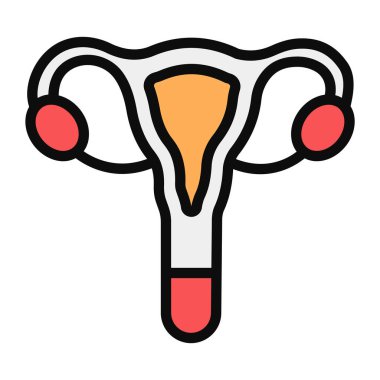 Düz dizaynlı rahim simgesi, içi boş bir kas organı vektörü 