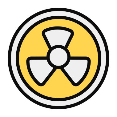 Düz dizayn ve radyasyon vektöründe kimyasal radyoaktif sembol simgesi 