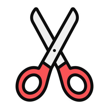 Düz vektör içinde makas simgesi, düzenlenebilir tasarım