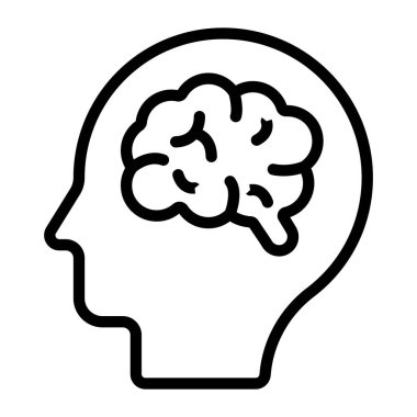 İnsan beyni sinirsel yapısı, düz simge 