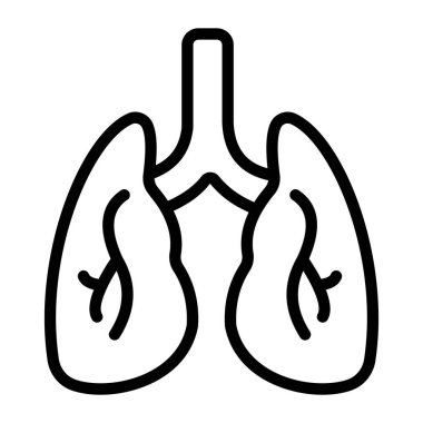 İnsan solunum organı, akciğer simgesi düz tasarım. 