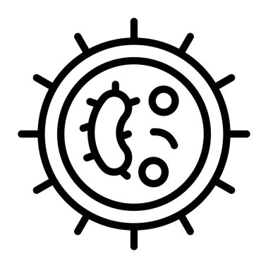 Düz dizaynlı bir biyolojik hücre simgesi, bakteri vektörü 