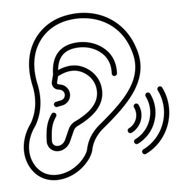 Kulak organı simgesinin modaya uygun düz tasarımı