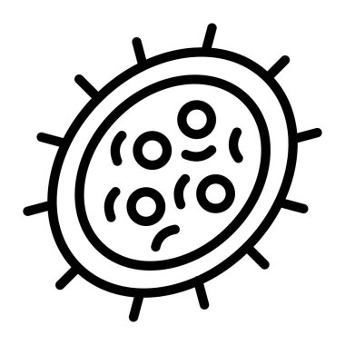 Düz dizayn edilmiş bir biyolojik hücre simgesi, mikroorganizma vektörü 