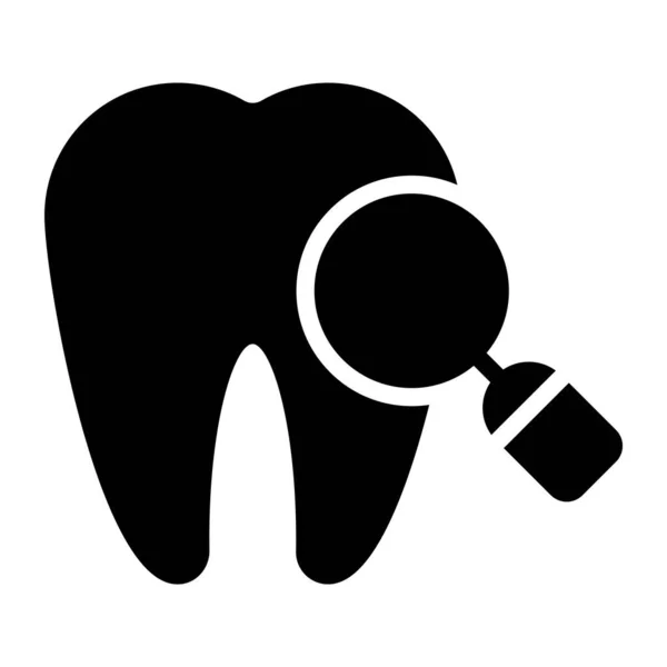 Icono Chequeo Dental Diseño Plano Diente Bajo Lupa — Archivo Imágenes Vectoriales