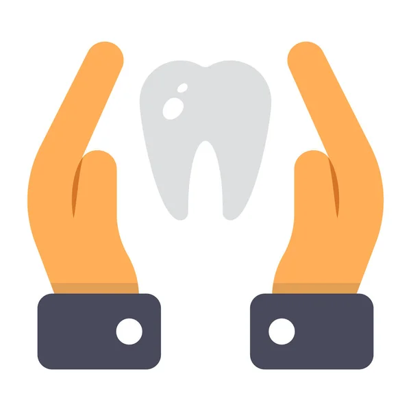 Зуб Руках Обозначает Концепцию Иконы Стоматологической Помощи — стоковый вектор