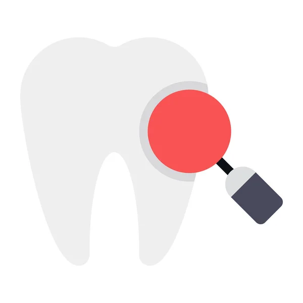 Ikona Zubní Prohlídky Plochém Provedení Zub Pod Lupou — Stockový vektor