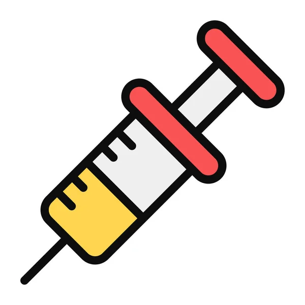 Plastic Medical Syringe Icon Flat Style — Stock Vector