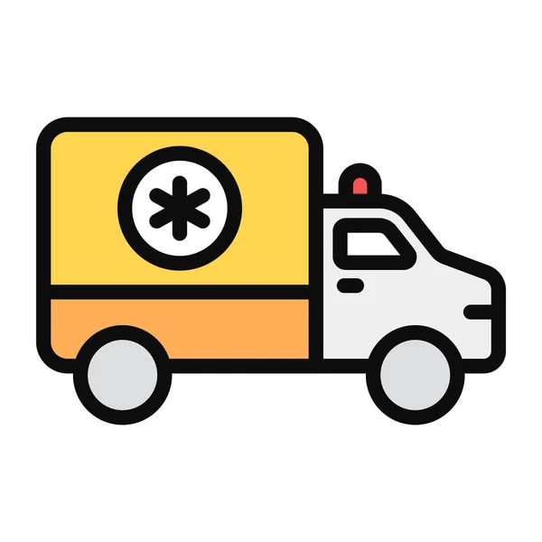 Ikona Lékařského Transportu Ambulance Plochém Designovém Vektoru — Stockový vektor