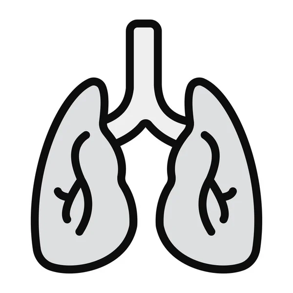 人类呼吸道器官 扁平设计中的肺图标 — 图库矢量图片