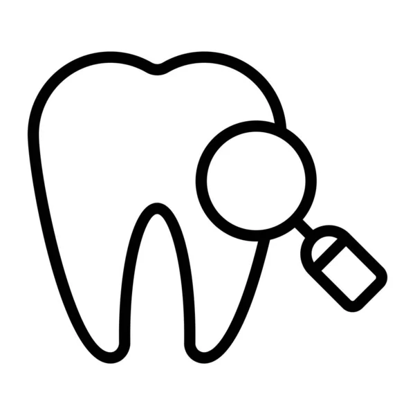 Icono Chequeo Dental Diseño Plano Diente Bajo Lupa — Archivo Imágenes Vectoriales