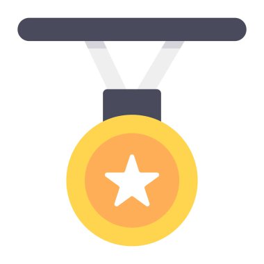 Yıldız madalya simgesi düz stil, başarı konsepti vektörü 