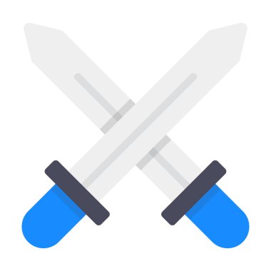 Çapraz Kılıç Güvenliği simgesi, meydan okumanın düz tasarımı  