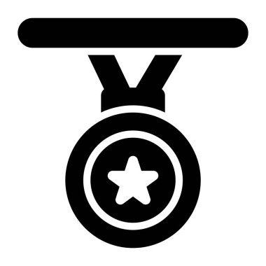 Yıldız madalya simgesi düz stil, başarı konsepti vektörü 