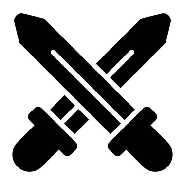 Çapraz Kılıç Güvenliği simgesi, meydan okumanın düz tasarımı  