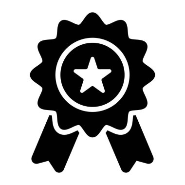 Düz dizaynlı yıldız rozeti simgesi, düzenlenebilir vektör