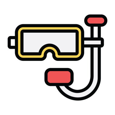 Şnorkelle yüzme, sualtı dalış ekipmanları ikonu