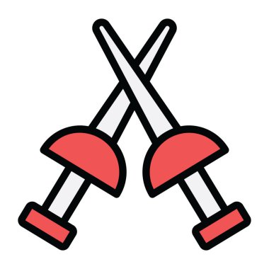 Eskrim simgesi, çapraz kılıç vektör tasarımı           