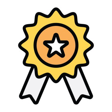 Düz dizaynlı yıldız rozeti simgesi, düzenlenebilir vektör