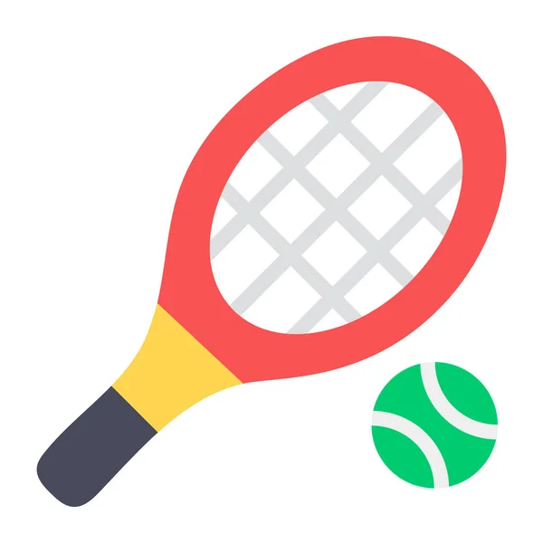 Racket Ball Long Tennis Icon Flat Design — Stock Vector