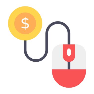 Tıklama simgesi başına fare parasıyla bağlantılı dolar parası