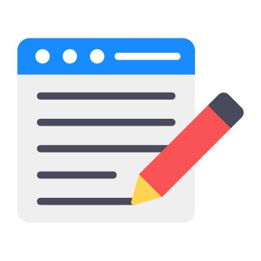 Web sayfasında içerik yazmayı gösteren kalemli bir sayfa