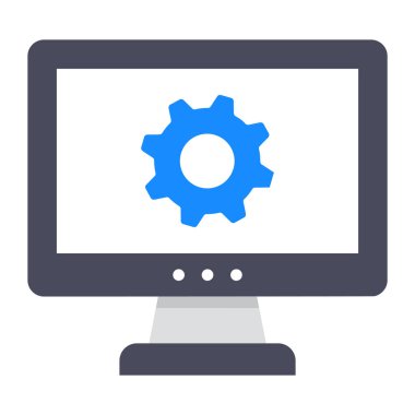 Sistem ayarı simgesini gösteren teçhizatlı bilgisayar masaüstü