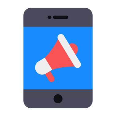 Akıllı telefonun içindeki megafon, mobil pazarlama simgesi
