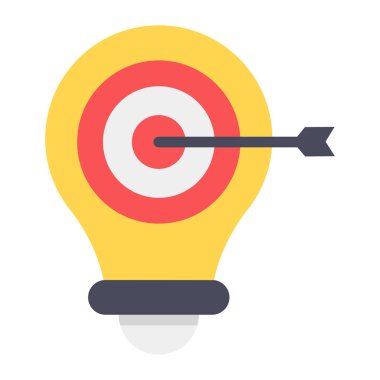 Dart tahtası olan ampul, fikir hedefi simgesi 