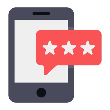 Akıllı telefon, mobil geribildirim simgesi olan içerideki yıldız ileti baloncuğu