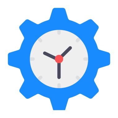 Saati olan dişliler, düz zaman yönetim simgesi