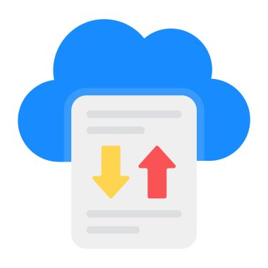 Bulut veri transferinin düz tasarımı, düzenlenebilir simge