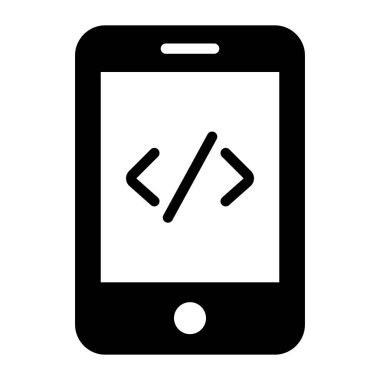 Mobil kodlamanın bir simge tasarımı, düz biçim vektörü 