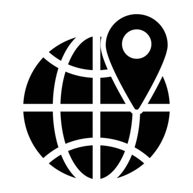 Yerküre üzerindeki konum iğnesi, yerel seonun modern düz stil vektör tasarımı 